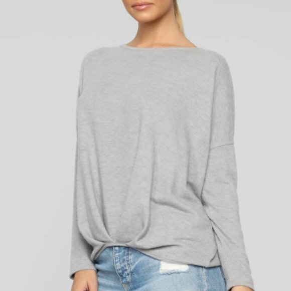 Fashion Nova Secrets Knotted Top Grey - Picture 2 of 4